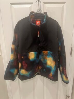 Mens Multicolor Fleece Jacket with Black Panel